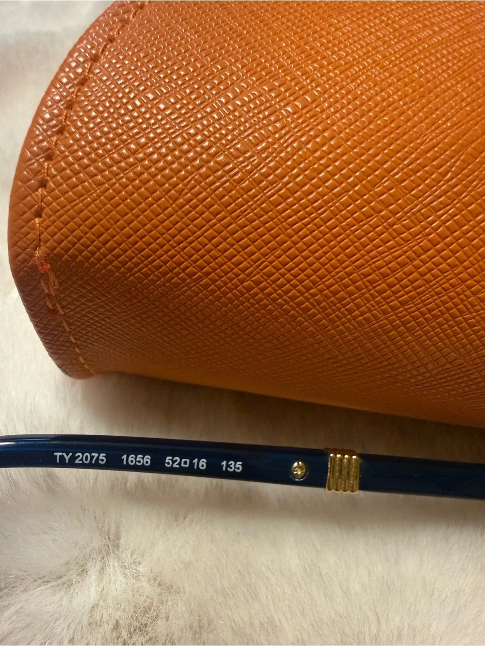 Tory Burch Navy Cat-Eye Glasses with Orange Logo Case